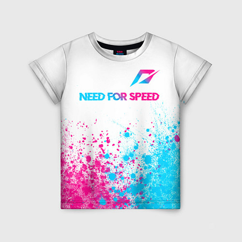 Детская футболка Need for Speed neon gradient style: символ сверху / 3D-принт – фото 1