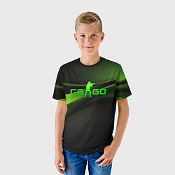 Футболка детская CS GO black green logo, цвет: 3D-принт — фото 2