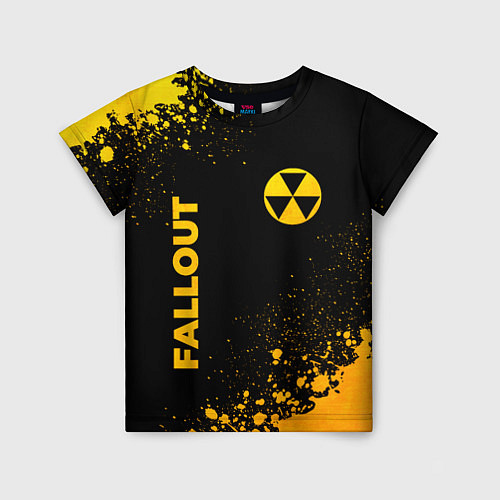Детская футболка Fallout - gold gradient: надпись, символ / 3D-принт – фото 1