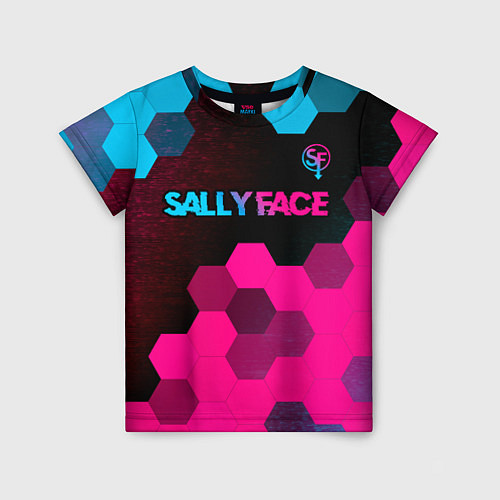 Детская футболка Sally Face - neon gradient: символ сверху / 3D-принт – фото 1