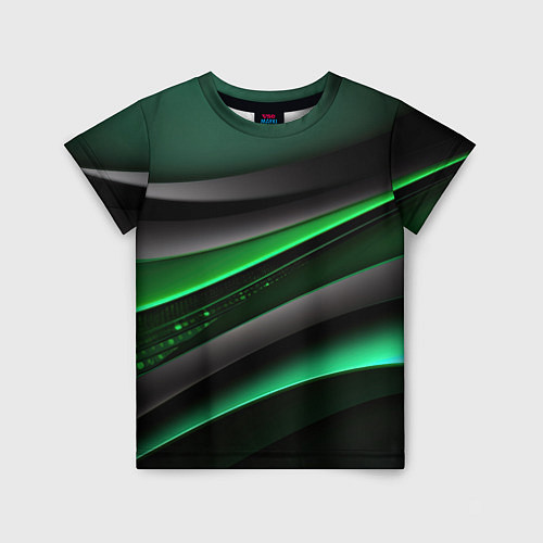Детская футболка Black green line / 3D-принт – фото 1