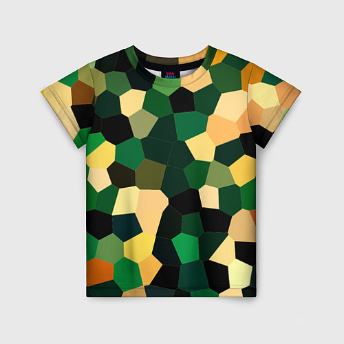 Детская футболка Мозаика зелёный / 3D-принт – фото 1