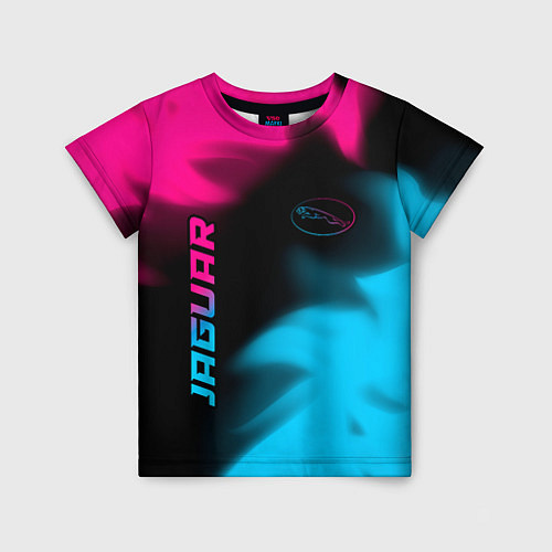 Детская футболка Jaguar - neon gradient: надпись, символ / 3D-принт – фото 1