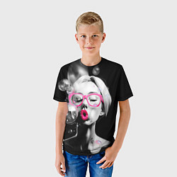 Футболка детская Девушка и пузыри, цвет: 3D-принт — фото 2