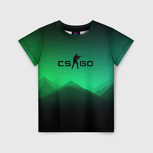 Детская футболка CS GO green black background / 3D-принт – фото 1