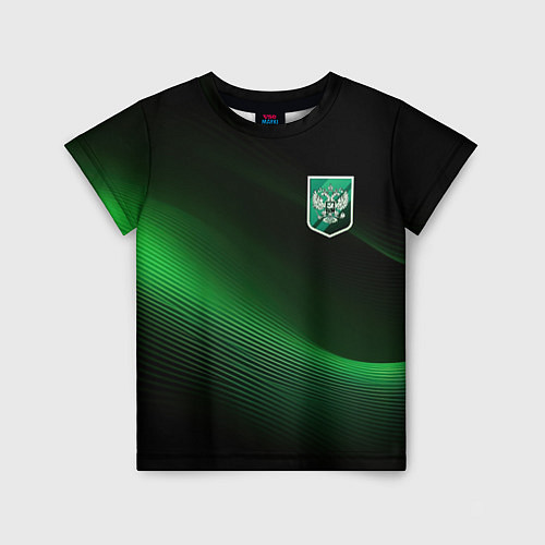 Детская футболка Герб РФ зеленый черный фон / 3D-принт – фото 1