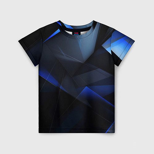 Детская футболка Черная и голубая текстура / 3D-принт – фото 1