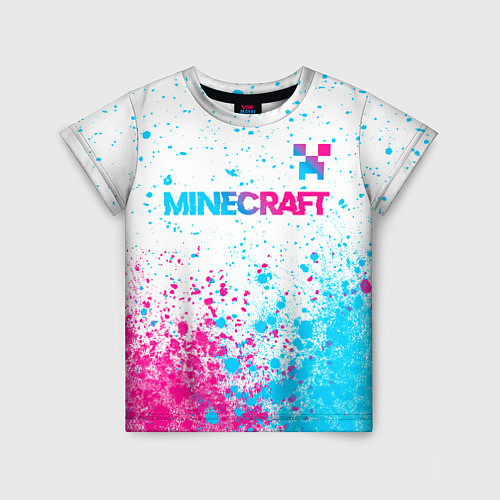 Детская футболка Minecraft neon gradient style: символ сверху / 3D-принт – фото 1