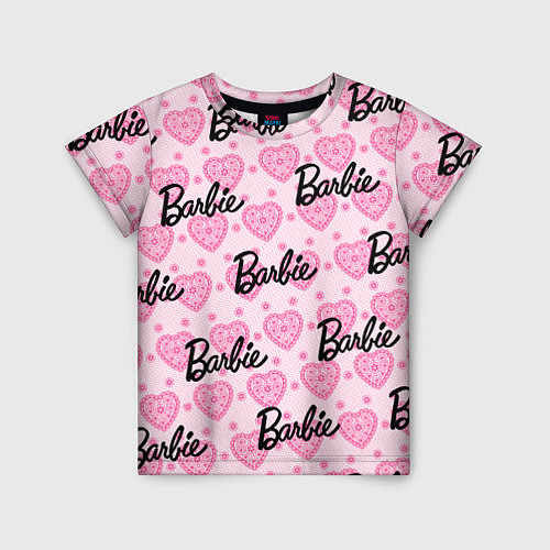 Детская футболка Логотип Барби и розовое кружево / 3D-принт – фото 1