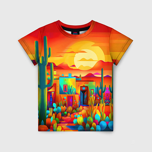 Детская футболка Мексиканский янтарный закат в пустыне / 3D-принт – фото 1