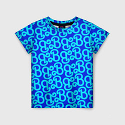 Футболка детская Логотип Барби - синий паттерн, цвет: 3D-принт