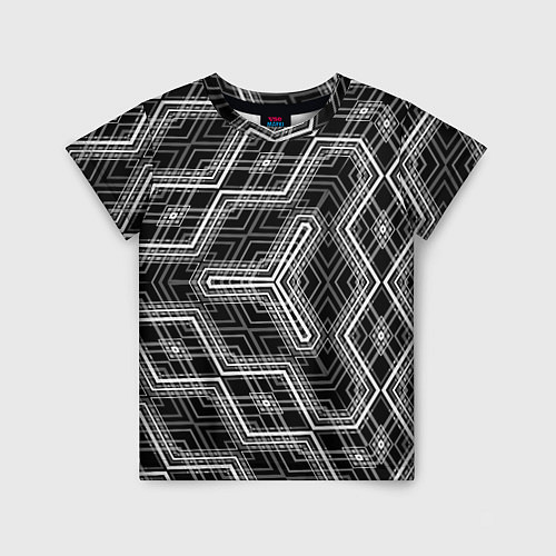 Детская футболка Черно-белый ассеметричный узор / 3D-принт – фото 1