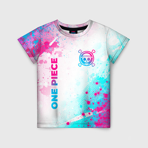 Детская футболка One Piece neon gradient style: надпись, символ / 3D-принт – фото 1