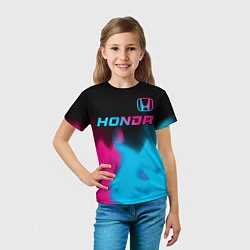 Футболка детская Honda - neon gradient: символ сверху, цвет: 3D-принт — фото 2