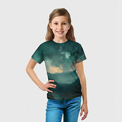 Футболка детская Космическая ночь в горах, цвет: 3D-принт — фото 2