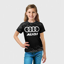 Футболка детская Audi speed на темном фоне со следами шин, цвет: 3D-принт — фото 2