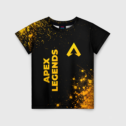 Детская футболка Apex Legends - gold gradient: надпись, символ / 3D-принт – фото 1