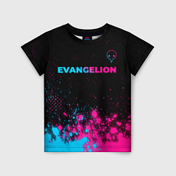 Футболка детская Evangelion - neon gradient: символ сверху, цвет: 3D-принт