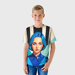 Футболка детская Девушка в рубашке с синими волосами, цвет: 3D-принт — фото 2