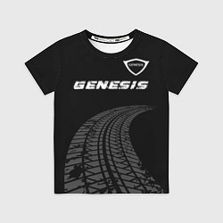 Детская футболка Genesis speed на темном фоне со следами шин: симво
