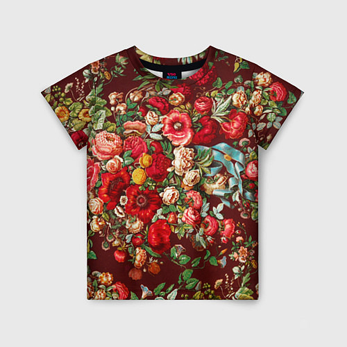 Детская футболка Платок цветочный узор / 3D-принт – фото 1