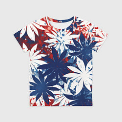 Футболка детская Цветы в цветах флага РФ, цвет: 3D-принт