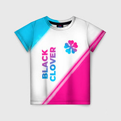 Футболка детская Black Clover neon gradient style: надпись, символ, цвет: 3D-принт