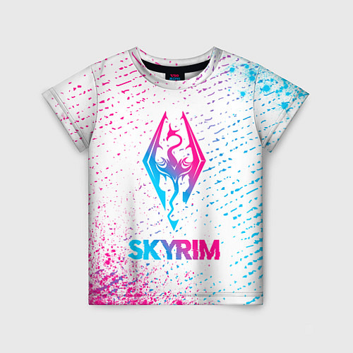 Детская футболка Skyrim neon gradient style / 3D-принт – фото 1