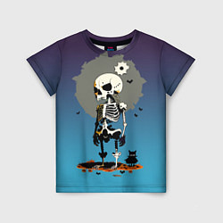 Футболка детская Funny skeleton - neural network - halloween, цвет: 3D-принт