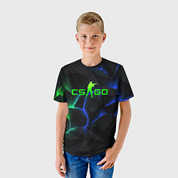 Футболка детская CS GO green blue neon, цвет: 3D-принт — фото 2
