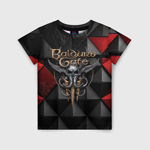 Детская футболка Baldurs Gate 3 logo red black / 3D-принт – фото 1