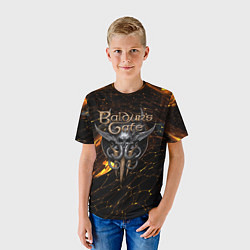 Футболка детская Baldurs Gate 3 logo gold and black, цвет: 3D-принт — фото 2