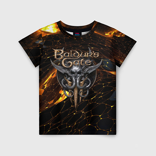 Детская футболка Baldurs Gate 3 logo gold and black / 3D-принт – фото 1