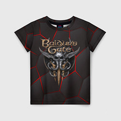Футболка детская Baldurs Gate 3 logo red black geometry, цвет: 3D-принт
