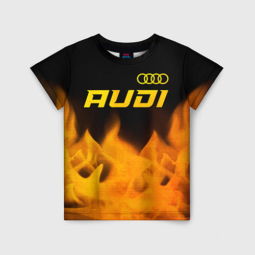 Детская футболка Audi - gold gradient: символ сверху / 3D-принт – фото 1