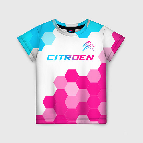 Детская футболка Citroen neon gradient style: символ сверху / 3D-принт – фото 1