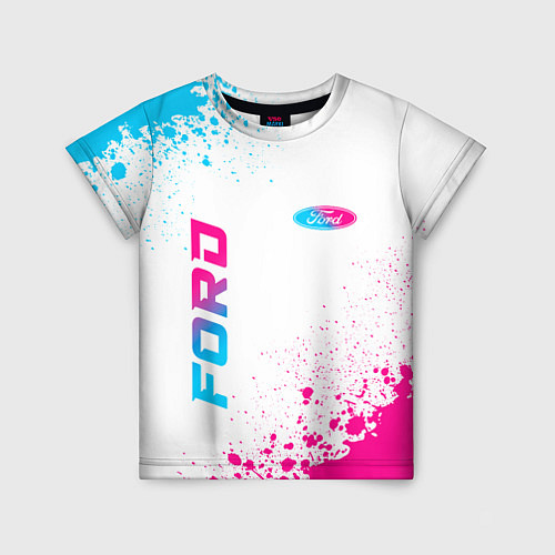 Детская футболка Ford neon gradient style: надпись, символ / 3D-принт – фото 1
