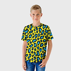 Футболка детская Кислотный леопард паттерн, цвет: 3D-принт — фото 2