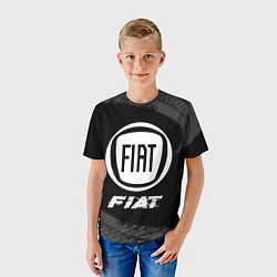 Футболка детская Fiat speed на темном фоне со следами шин, цвет: 3D-принт — фото 2
