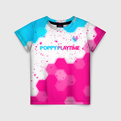 Детская футболка Poppy Playtime neon gradient style: символ сверху