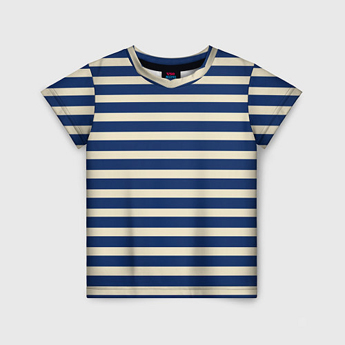 Детская футболка Полосатый синий и кремовый / 3D-принт – фото 1