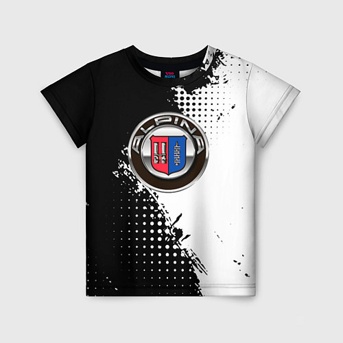 Детская футболка Alpina - черно-белый / 3D-принт – фото 1