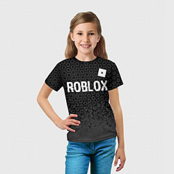 Футболка детская Roblox glitch на темном фоне: символ сверху, цвет: 3D-принт — фото 2