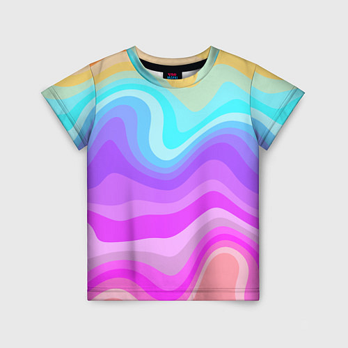 Детская футболка Неоновая разноцветная волна / 3D-принт – фото 1