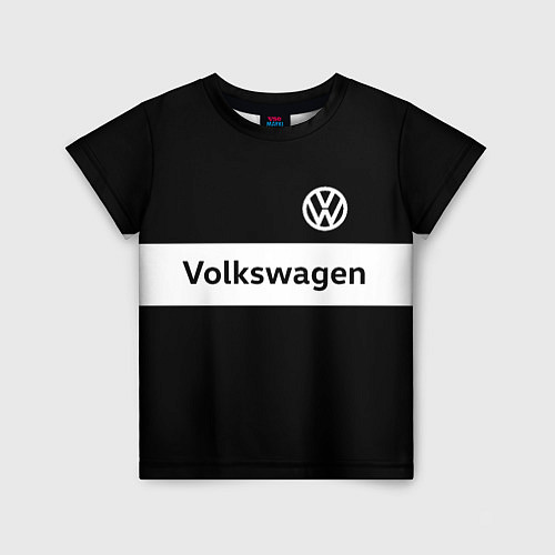 Детская футболка Фольцваген - черный и белый / 3D-принт – фото 1