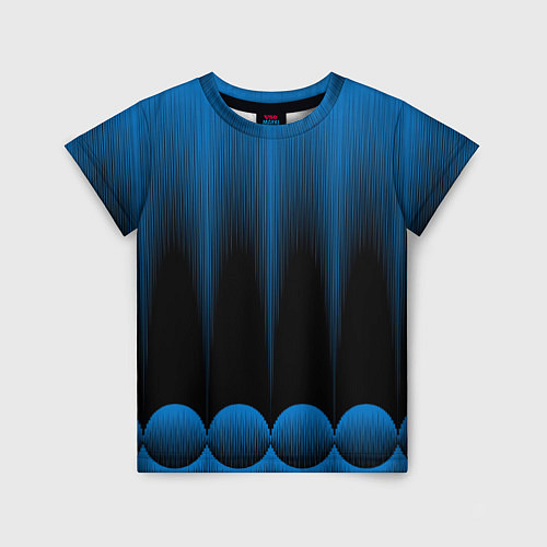 Детская футболка Сине-черный градиент в полоску / 3D-принт – фото 1