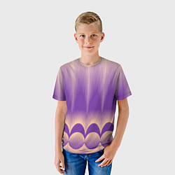 Футболка детская Фиолетовый градиент в полоску, цвет: 3D-принт — фото 2