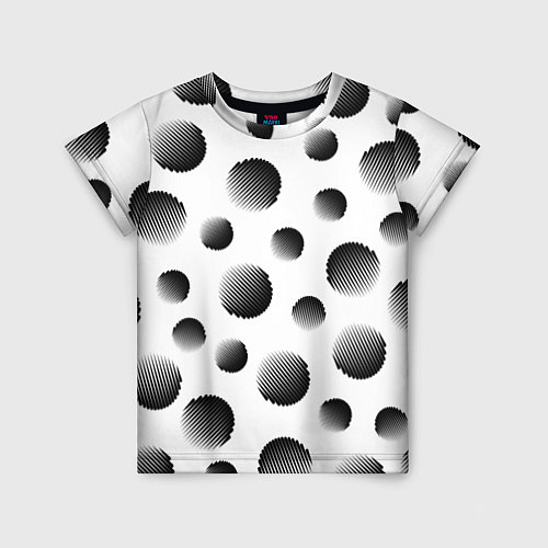 Детская футболка Черные полосатые шары на белом / 3D-принт – фото 1