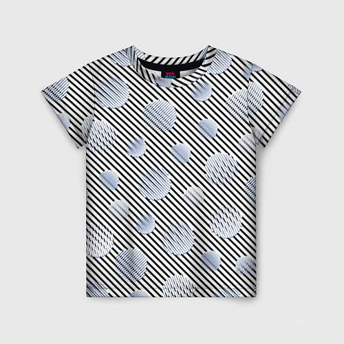 Детская футболка Серебристые круги на полосатом фоне / 3D-принт – фото 1