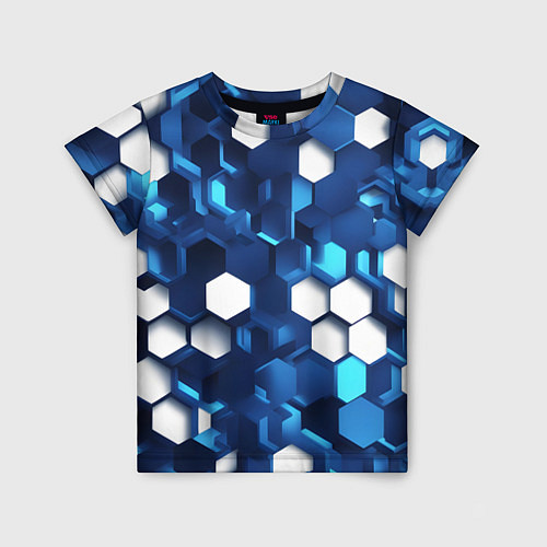 Детская футболка Cyber hexagon Blue / 3D-принт – фото 1